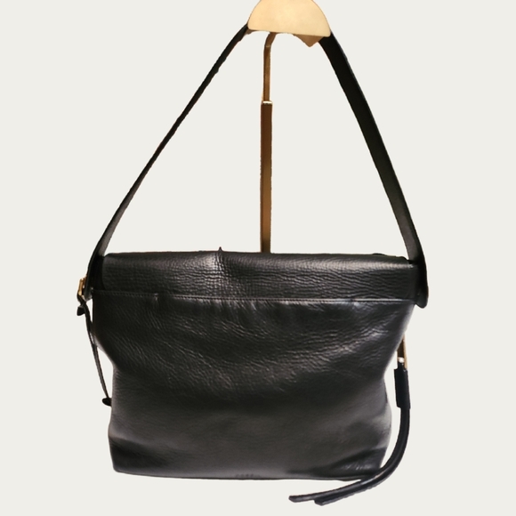 Fossil Black PEBBLED Leather FLAP Shoulder Bag, EUC - Picture 6 of 17